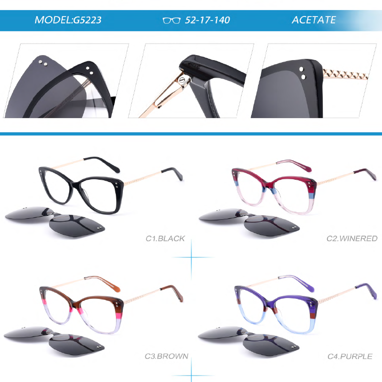 acetate lamiated metal mix clip on G5223 series 10 model  feb